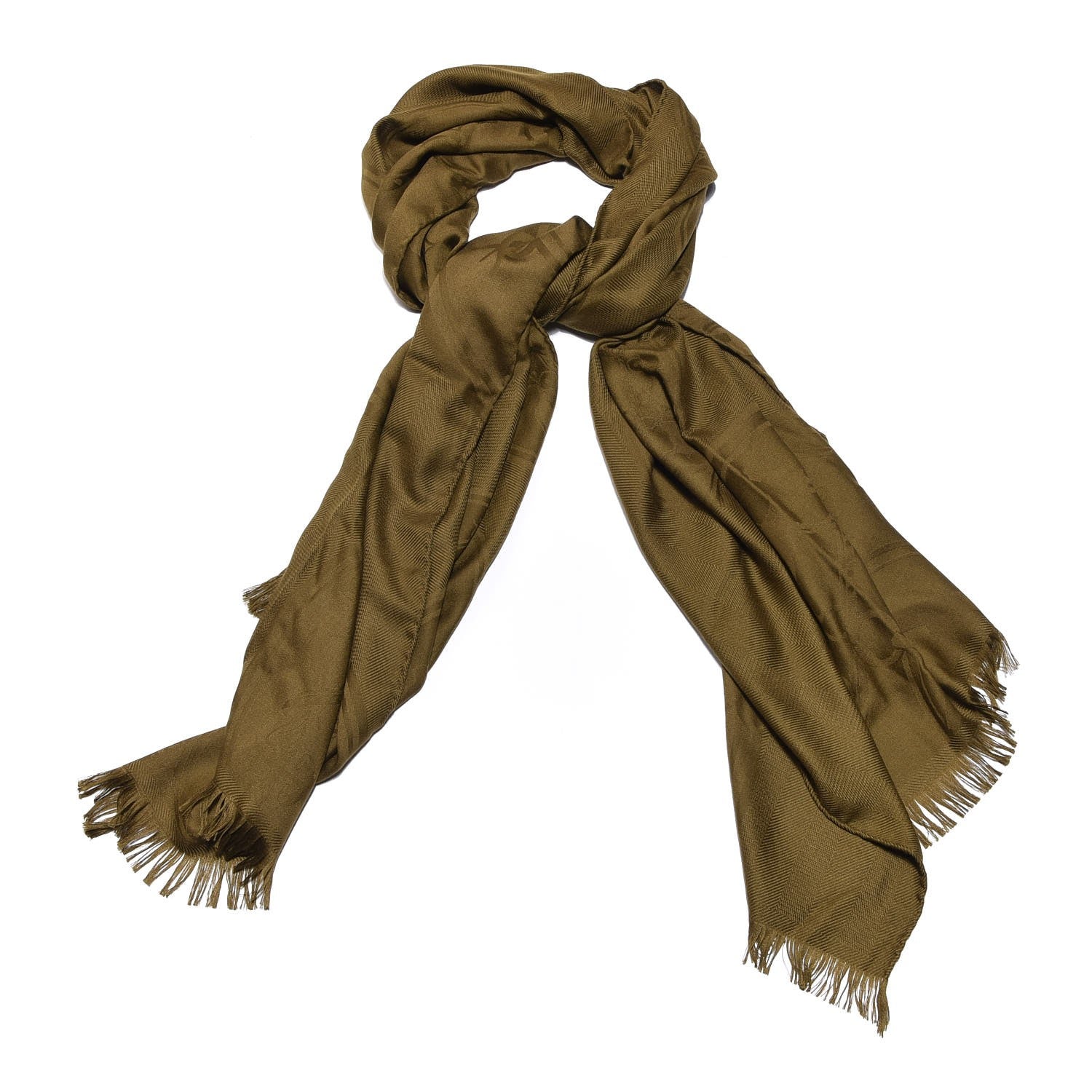 Hermes Cashmere Silk New Libris Stole Kaki 1 of 4