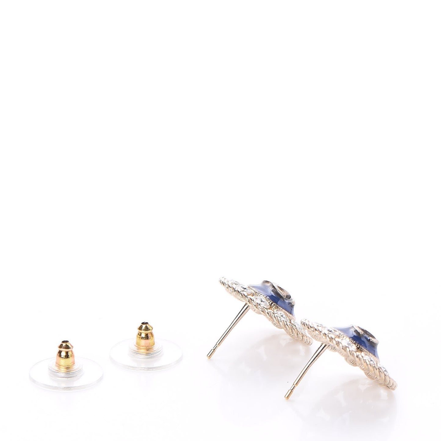 Crystal CC Earrings Blue Light Gold