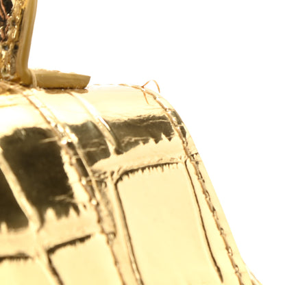Balenciaga Metallic Calfskin Crocodile Embossed Hourglass Top Handle Bag Mini Gold 9 of 10