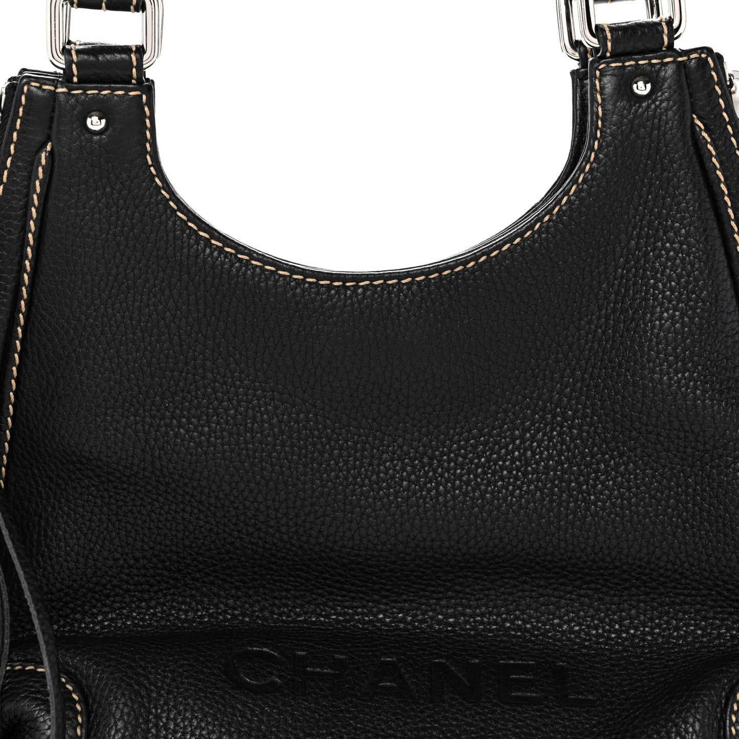 Grained Calfskin Tassel Hobo Black