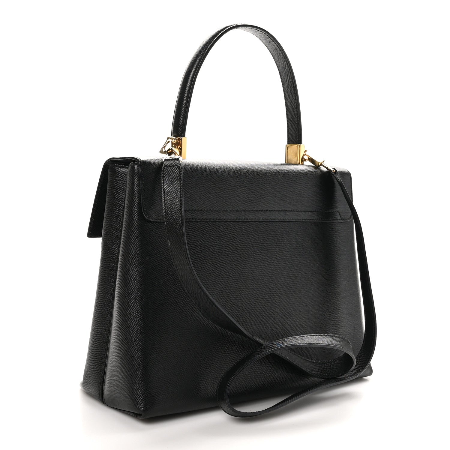 Salvatore Ferragamo Hammered Calfskin Gancini Top Handle Bag Black 3 of 10