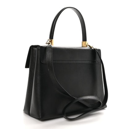 Salvatore Ferragamo Hammered Calfskin Gancini Top Handle Bag Black 3 of 10