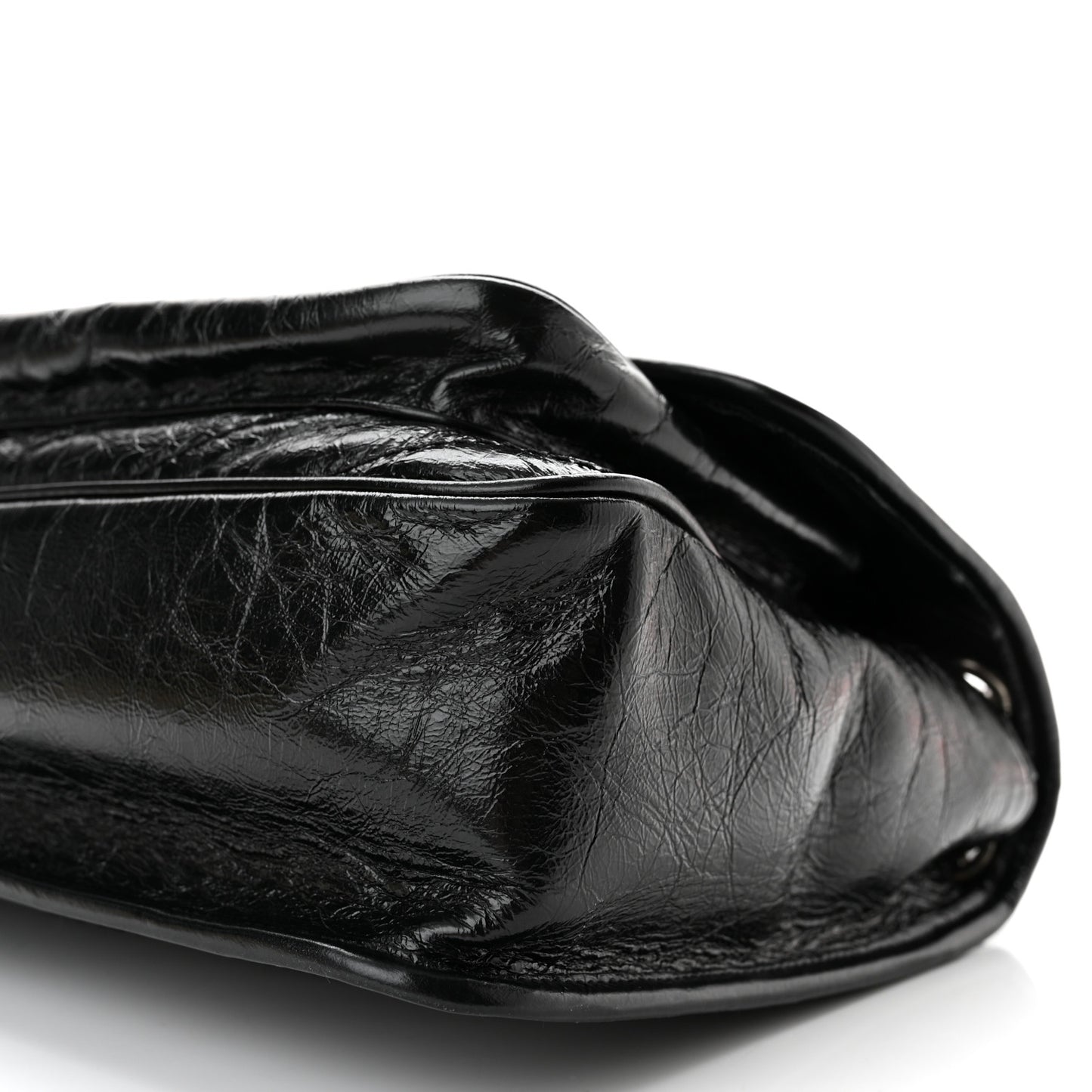 Crinkled Calfskin Matelasse Monogram Medium Niki Chain Satchel Black
