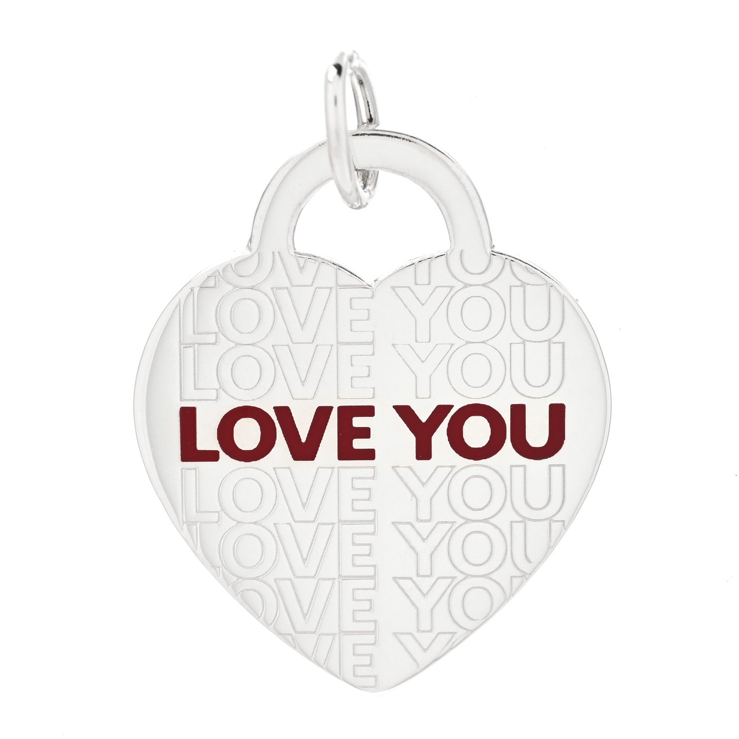 Sterling Silver Enamel LOVE YOU Heart Charm Red