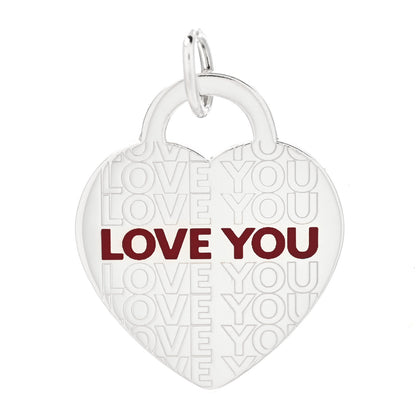 Tiffany Sterling Silver Enamel LOVE YOU Heart Charm Red 1 of 4