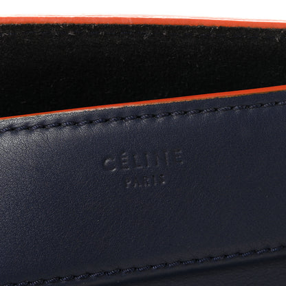 Celine Drummed Leather Medium Phantom Luggage Royal Blue Orange Trim 7 of 11