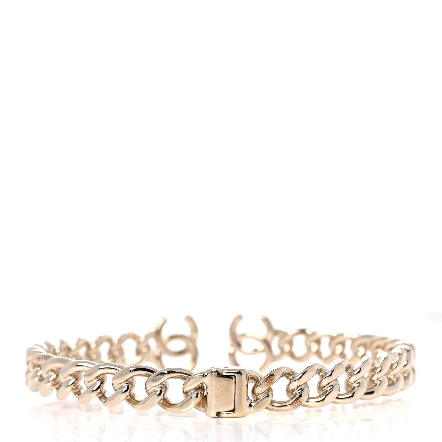 Metal CC Chain Link Choker Necklace M Gold