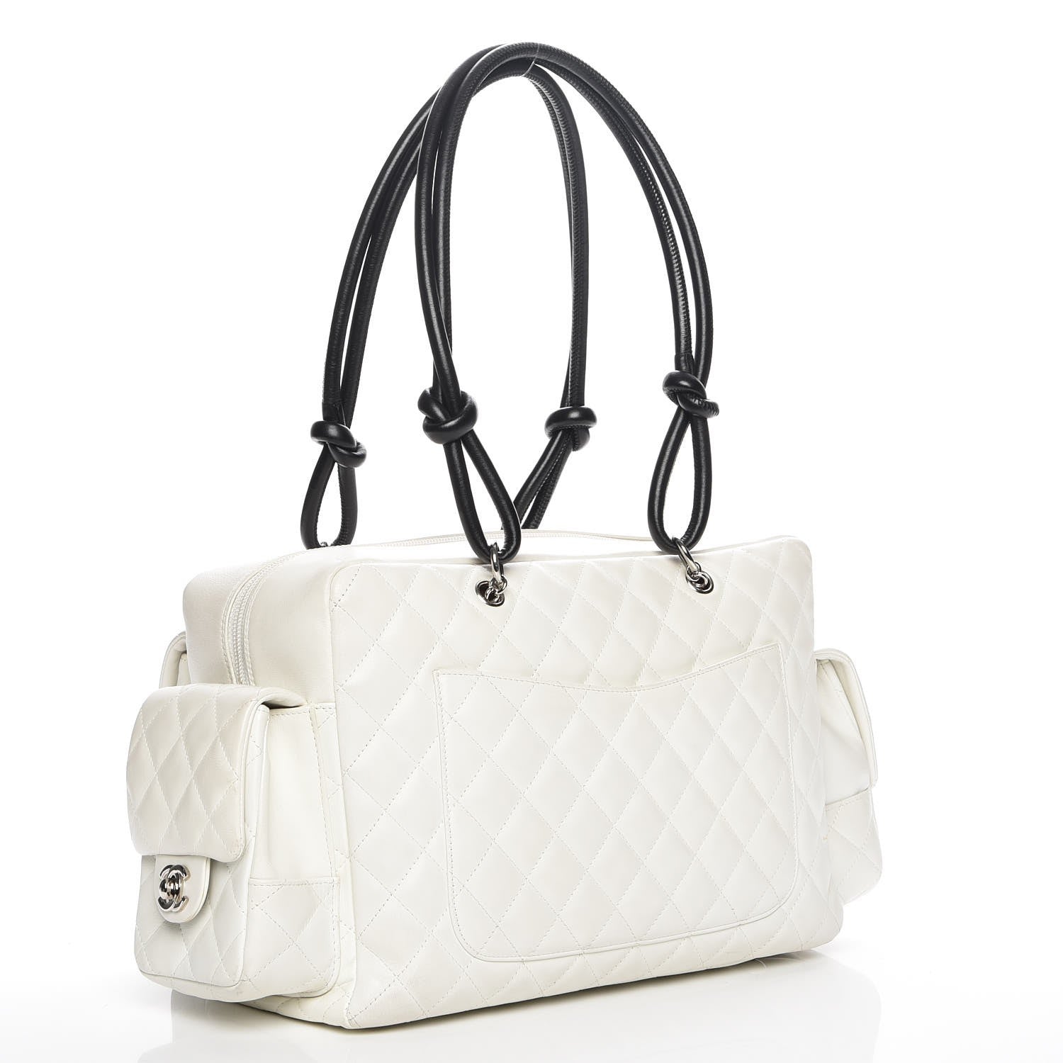 Chanel Calfskin Python Quilted Large Cambon Multipocket Reporter White 3 of 9