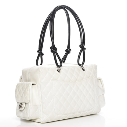 Chanel Calfskin Python Quilted Large Cambon Multipocket Reporter White 3 of 9