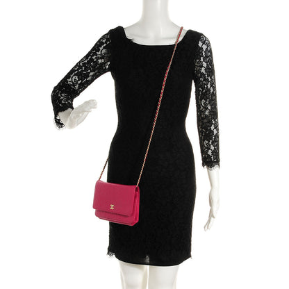 Chanel Lambskin Camellia Wallet on Chain WOC Dark Pink 2 of 8