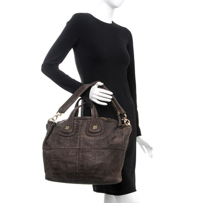 Givenchy Nubuck Crocodile Embossed Medium Nightingale Dark Brown 2 of 13