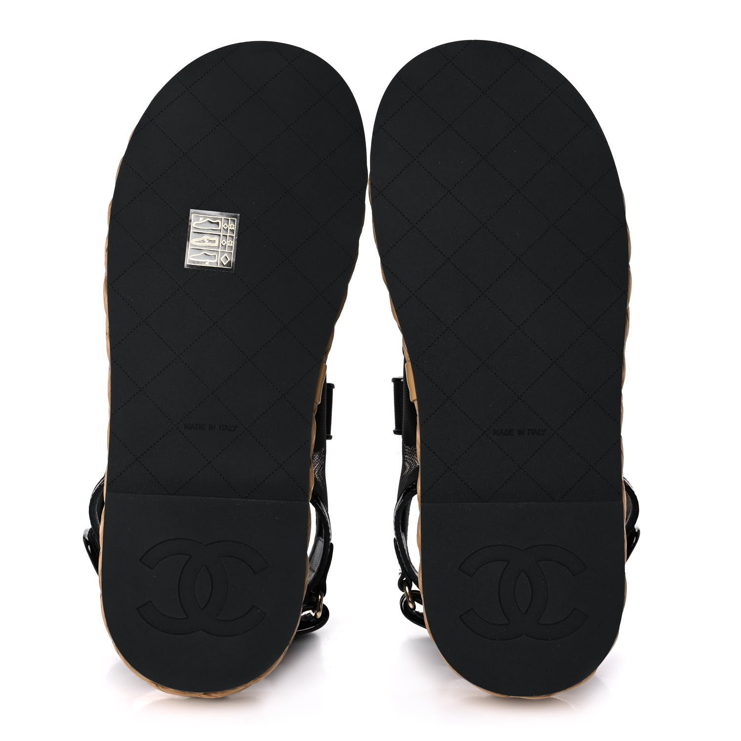 Chanel Mesh Patent Calfskin Velcro Dad Sandals 39 Black 5 of 9