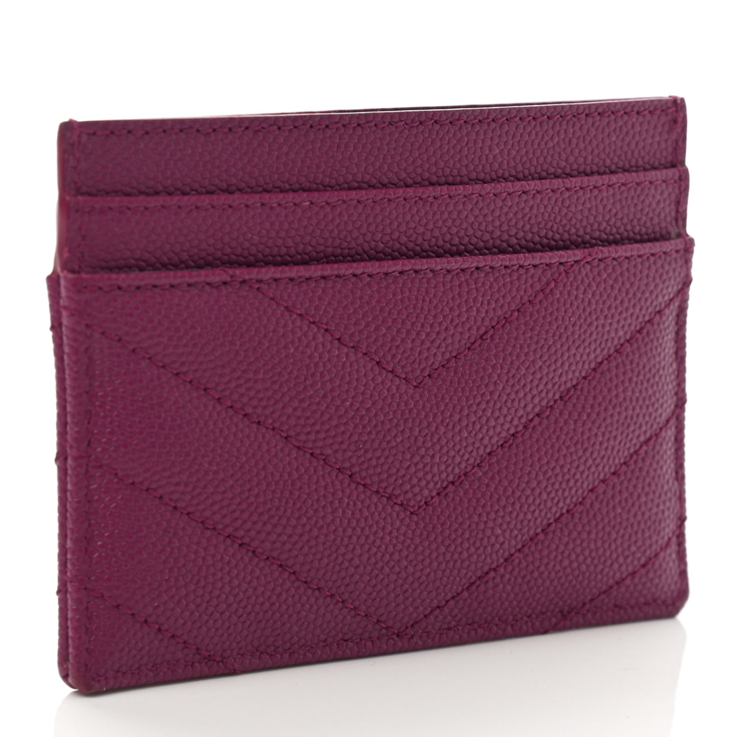 Grain De Poudre Matelasse Chevron Monogram Credit Card Case Dark Grape
