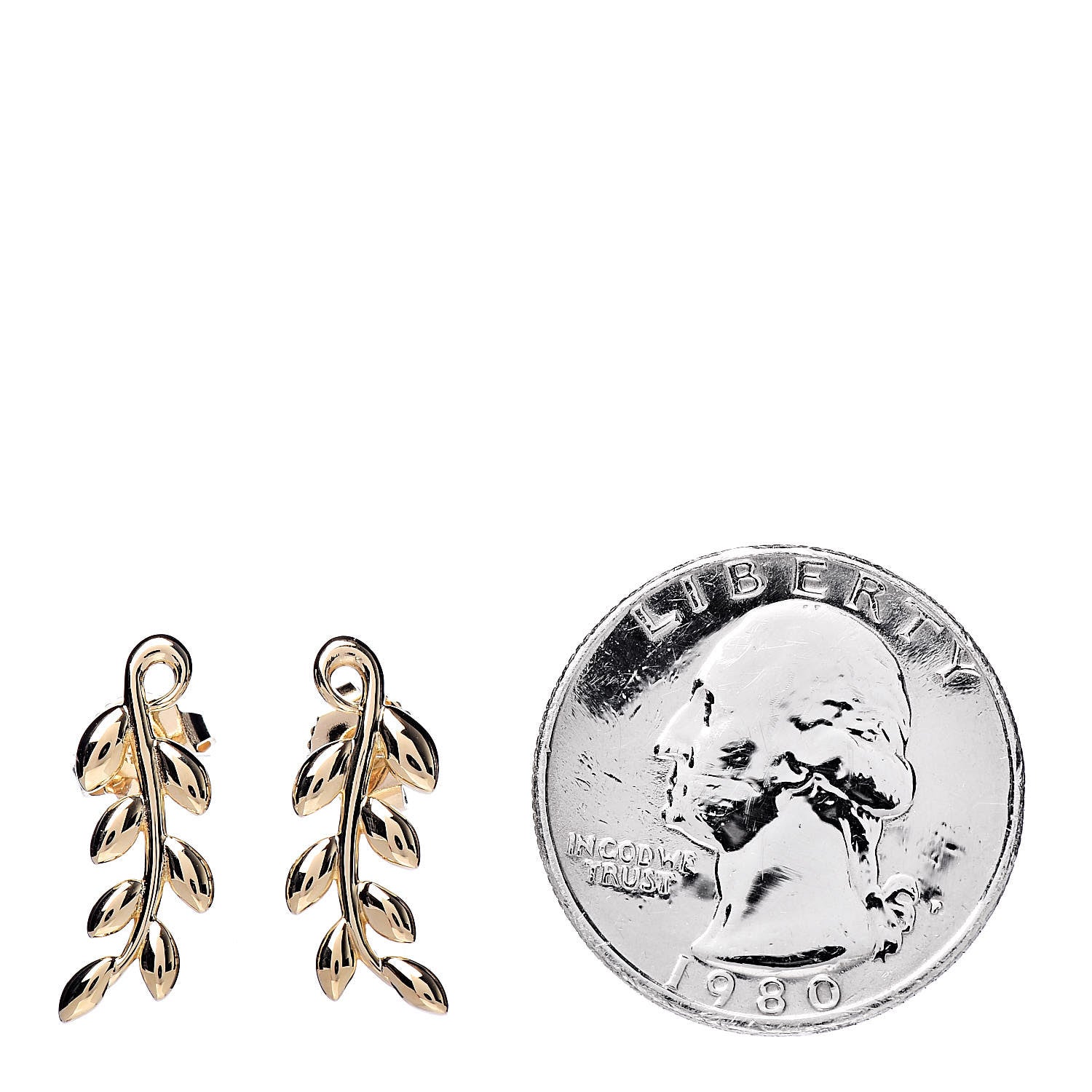 Tiffany 18K Yellow Gold Paloma Picasso Olive Leaf Climber Earrings 2 of 4