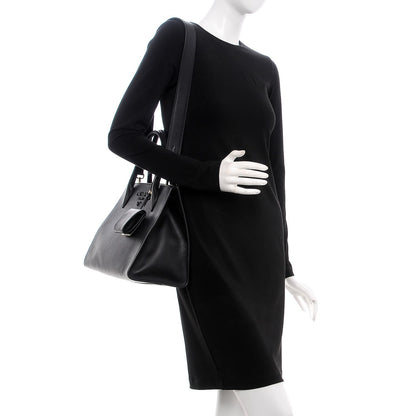 Prada Saffiano Cuir Calfskin Large Monochrome Top Handle Tote Black 2 of 7