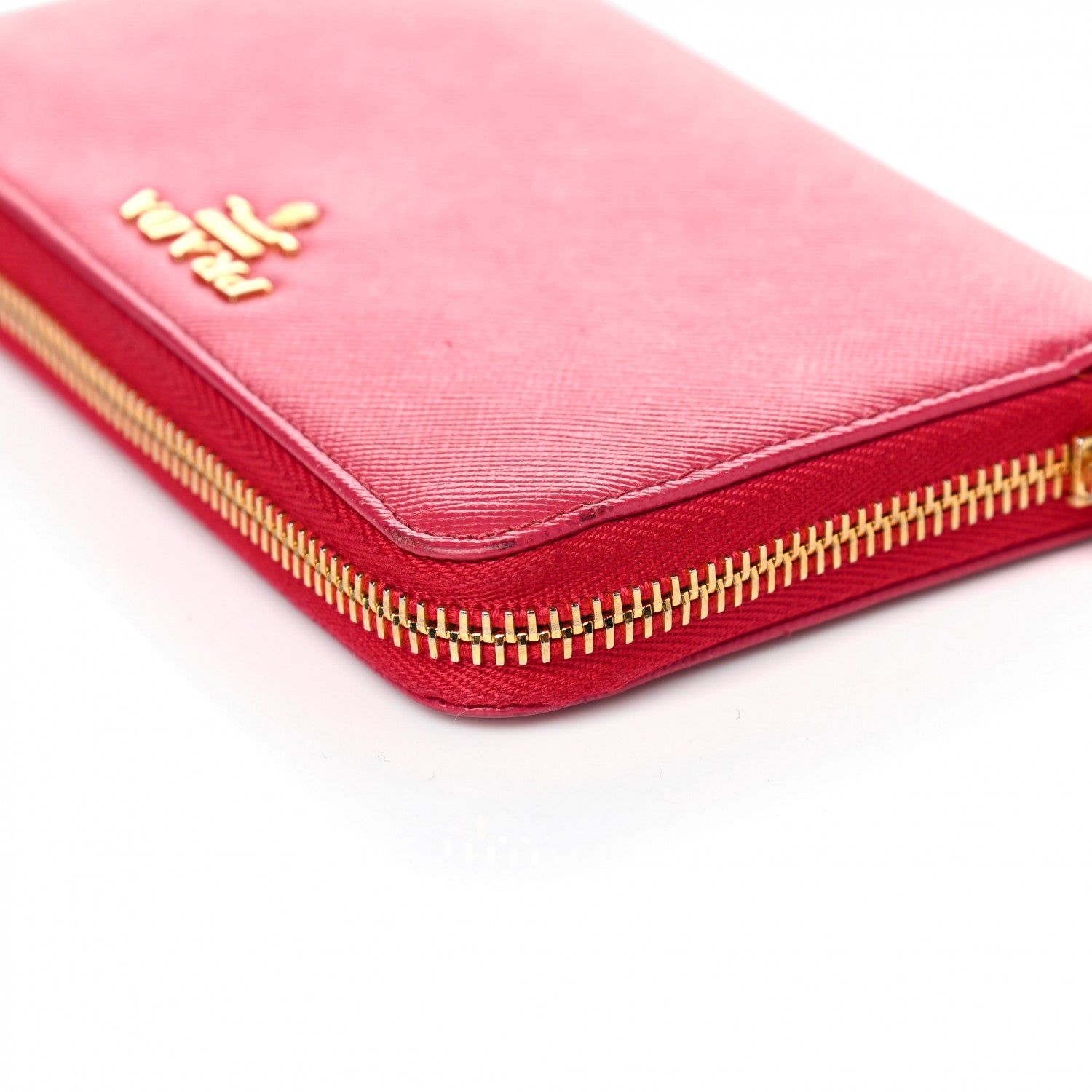 Prada Saffiano Metal Zip Around Wallet Peonia 8 of 12
