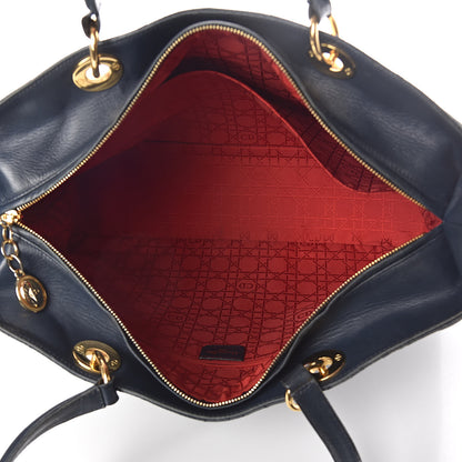 Christian Dior Lambskin Cannage Large Soft Lady Dior Shopping Tote Navy Blue 5 of 19