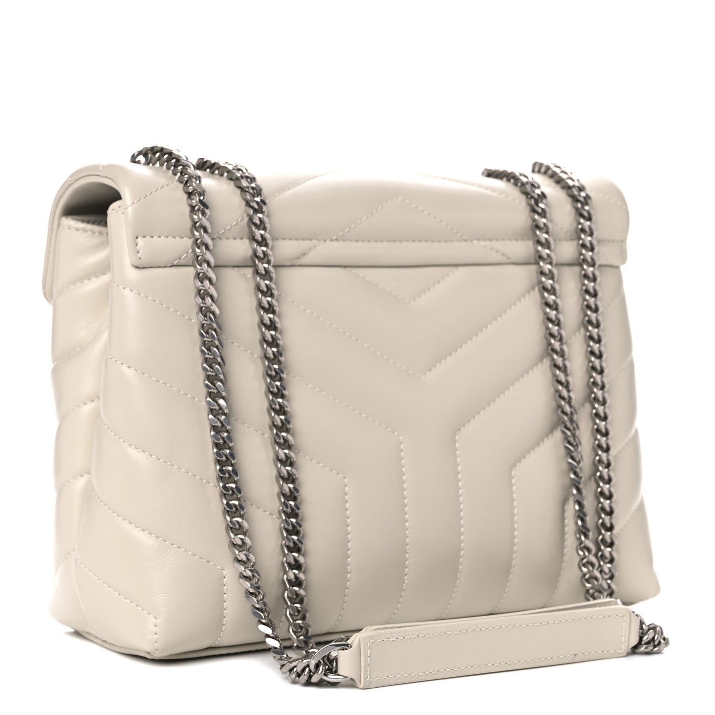 Calfskin Y Quilted Monogram Small Loulou Chain Satchel Blanc Vintage