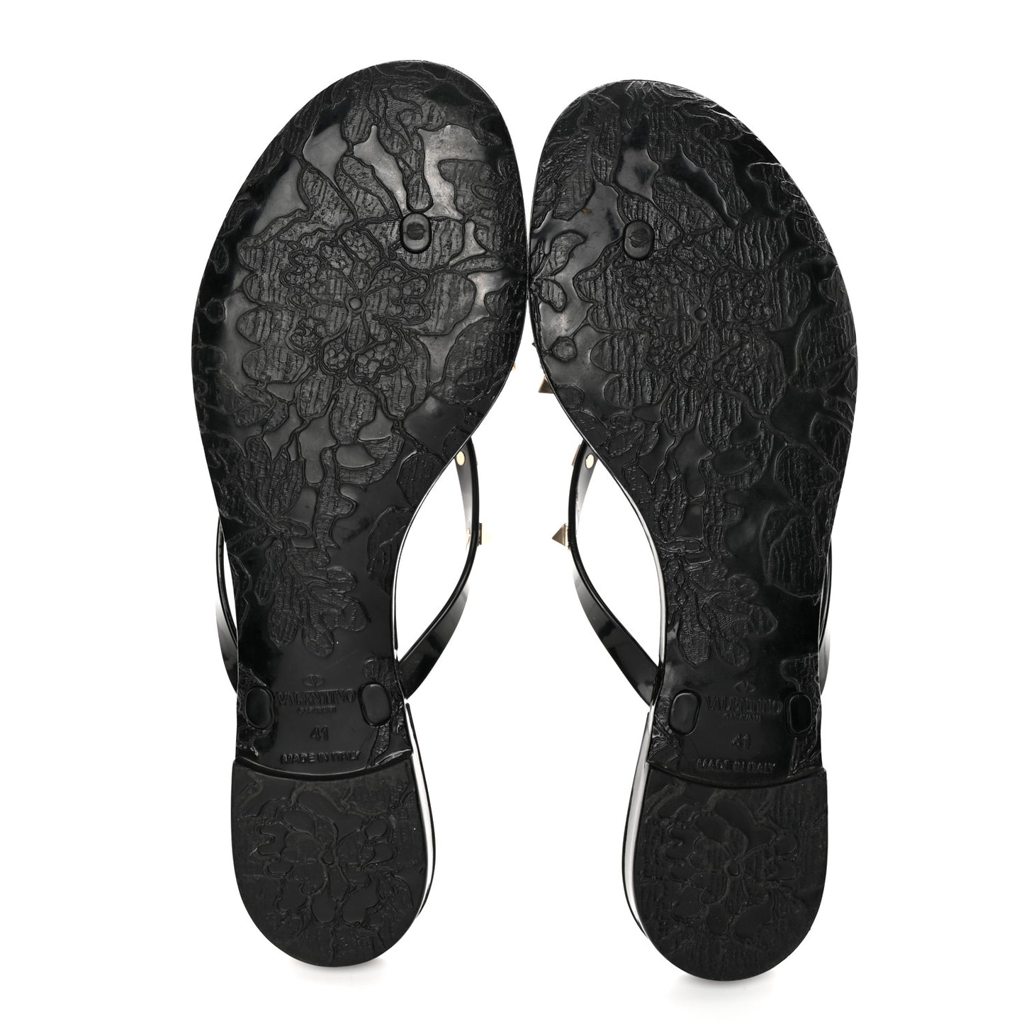 PVC Jelly Rockstud Bow Thong Sandals 41 Black