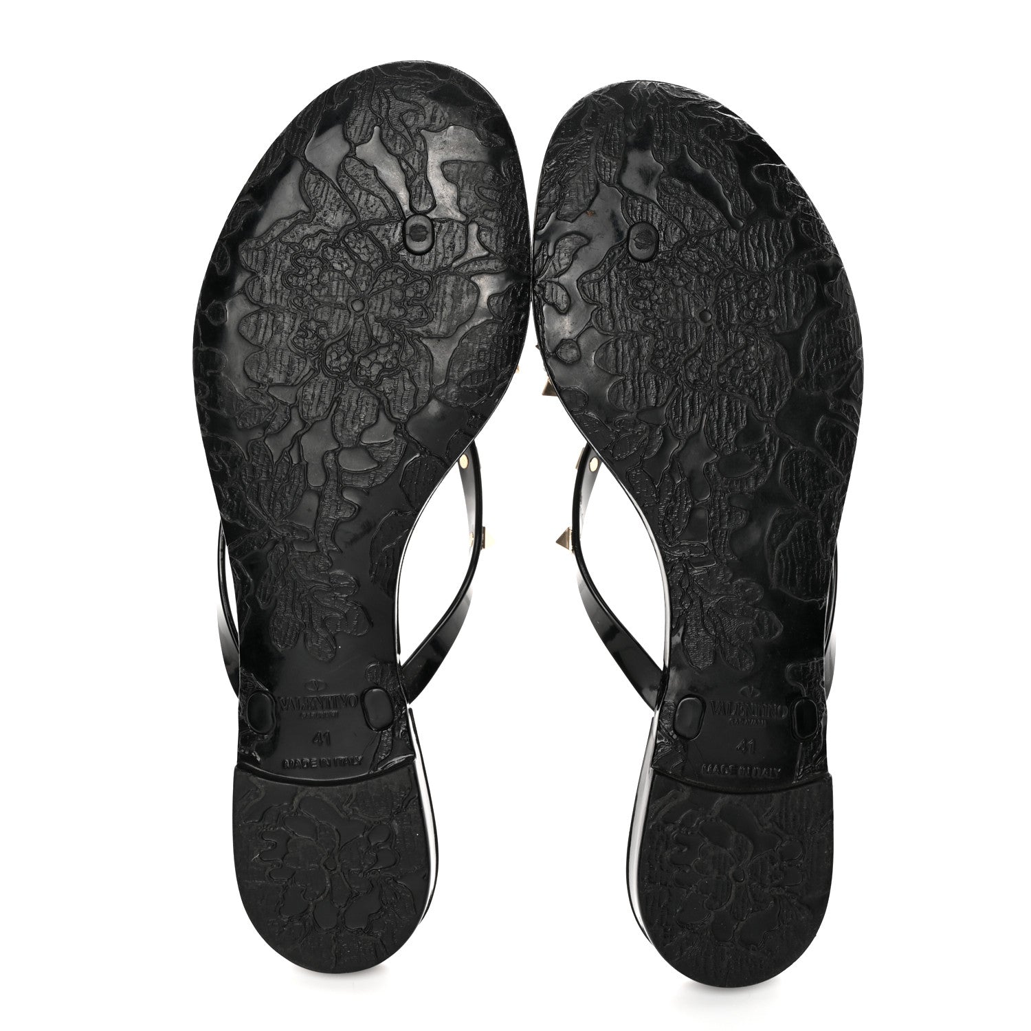 Valentino Garavani PVC Jelly Rockstud Bow Thong Sandals 41 Black 5 of 10