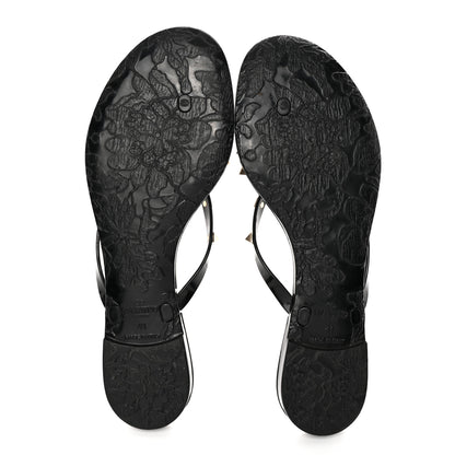 Valentino Garavani PVC Jelly Rockstud Bow Thong Sandals 41 Black 5 of 10