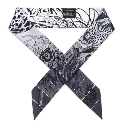 Hermes Silk Jungle Love Rainbow Twilly Gris Black White 1 of 4