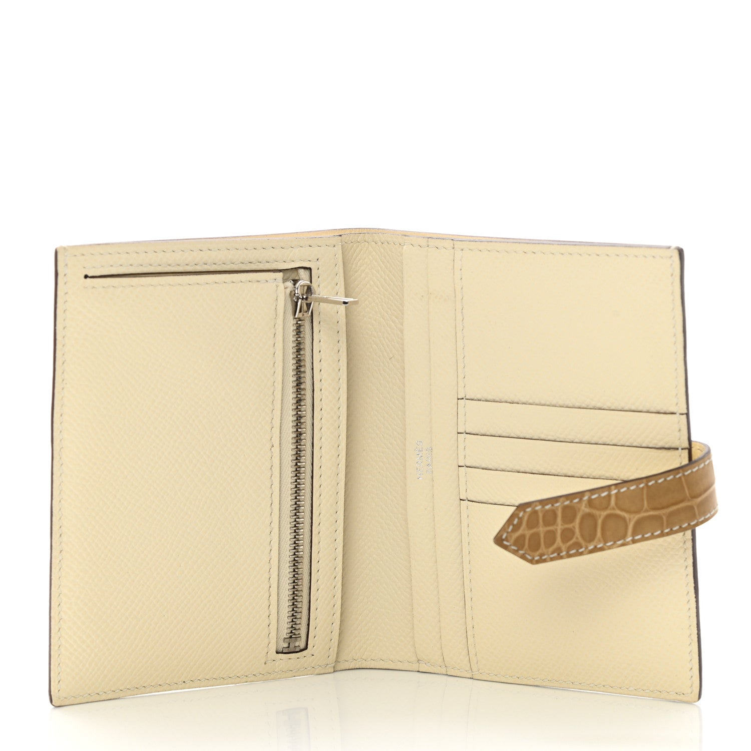 Hermes Epsom Shiny Alligator Bearn Touch Compact Wallet Nata Sable 6 of 11