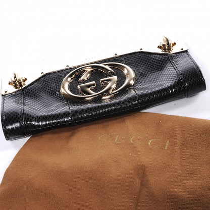 Gucci Python Britt Interlocking G Starlight Clutch Black 9 of 10