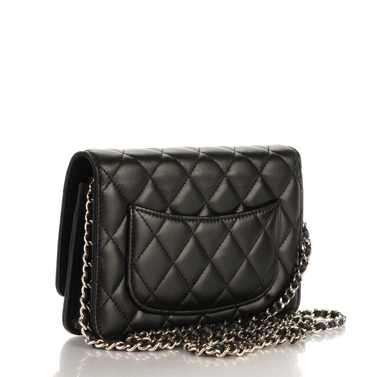 Lambskin Quilted Wallet On Chain WOC Black