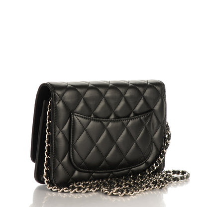Chanel Lambskin Quilted Wallet On Chain WOC Black 3 of 8