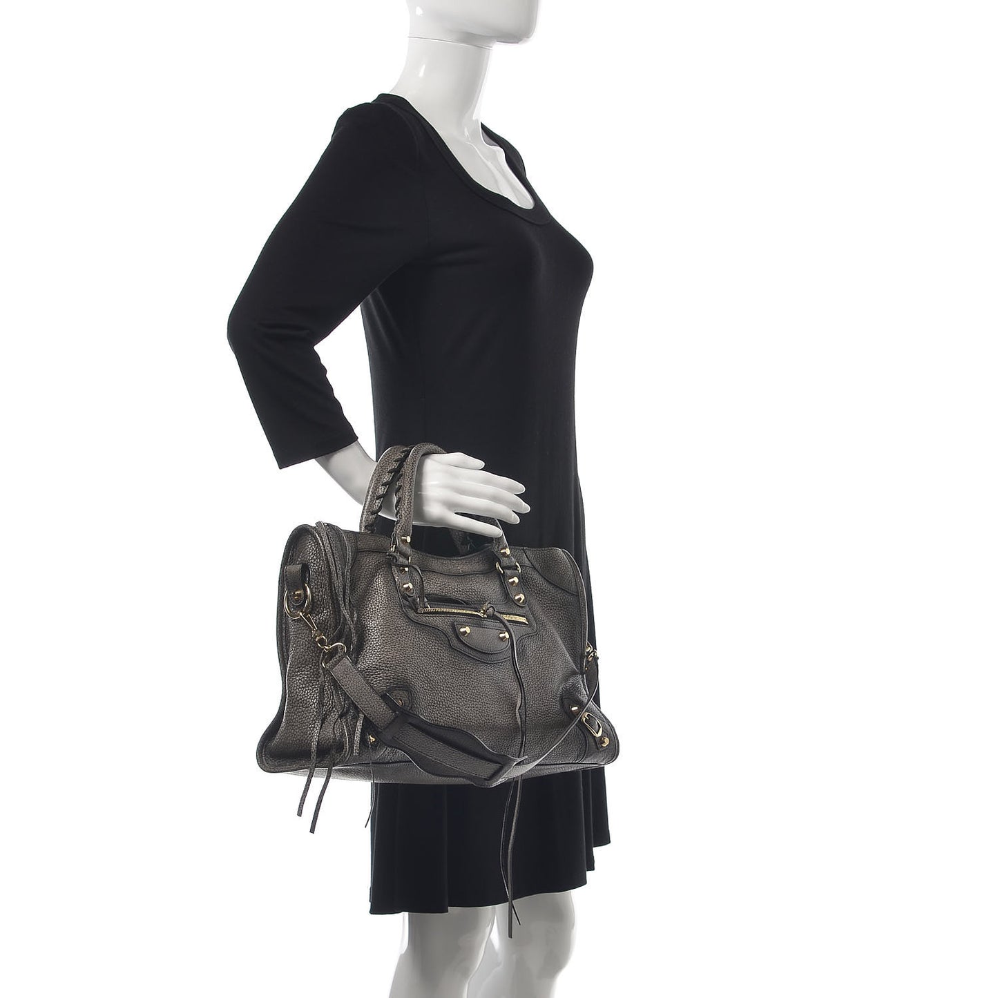 Grained Calfskin Classic Gold Hardware City Ombre Grey Gradient