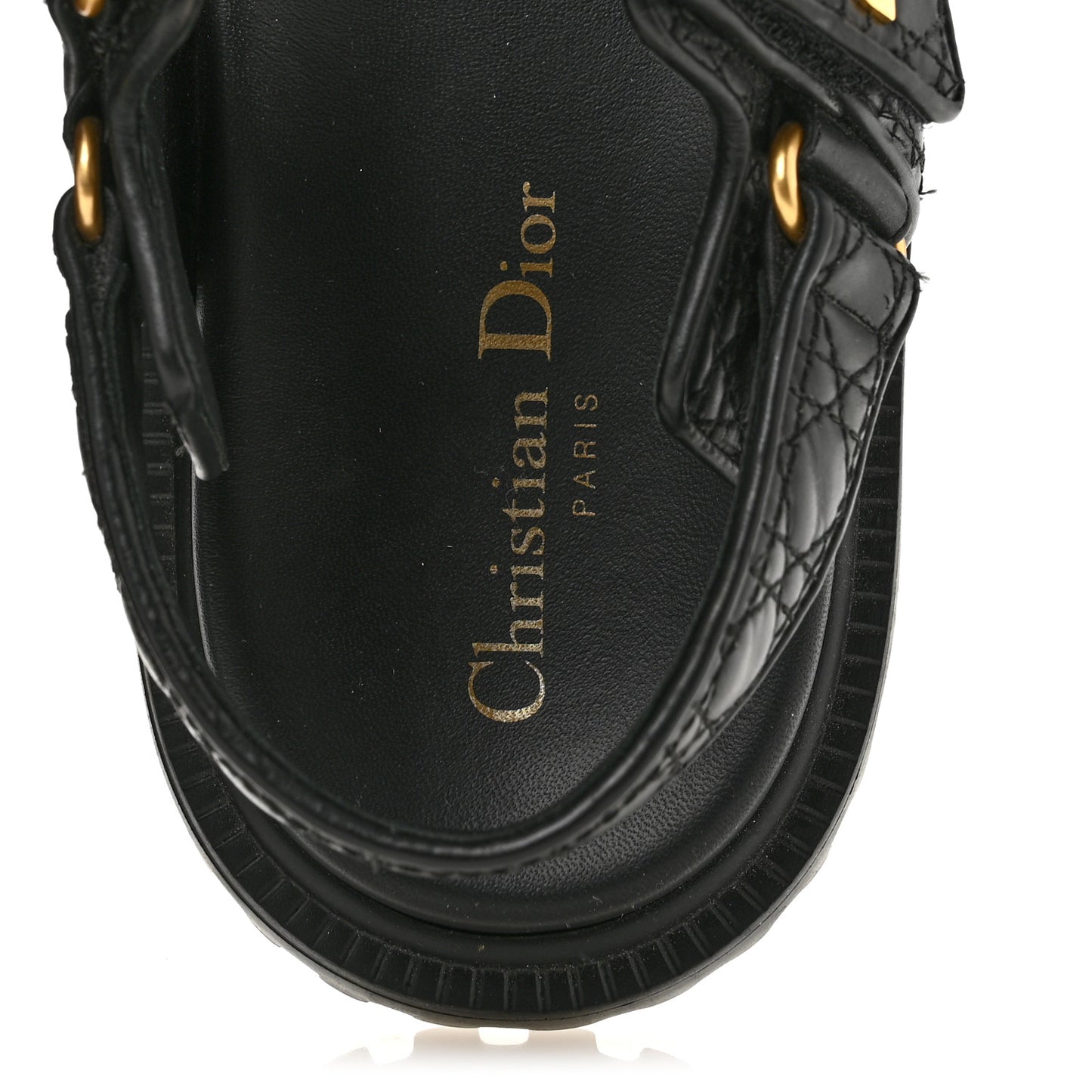 Calfskin Cannage Dioract 10mm Sandals 38.5 Black