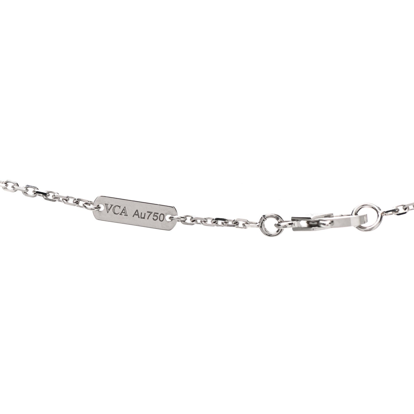 18K White Gold Chalcedony Vintage Alhambra Pendant Necklace