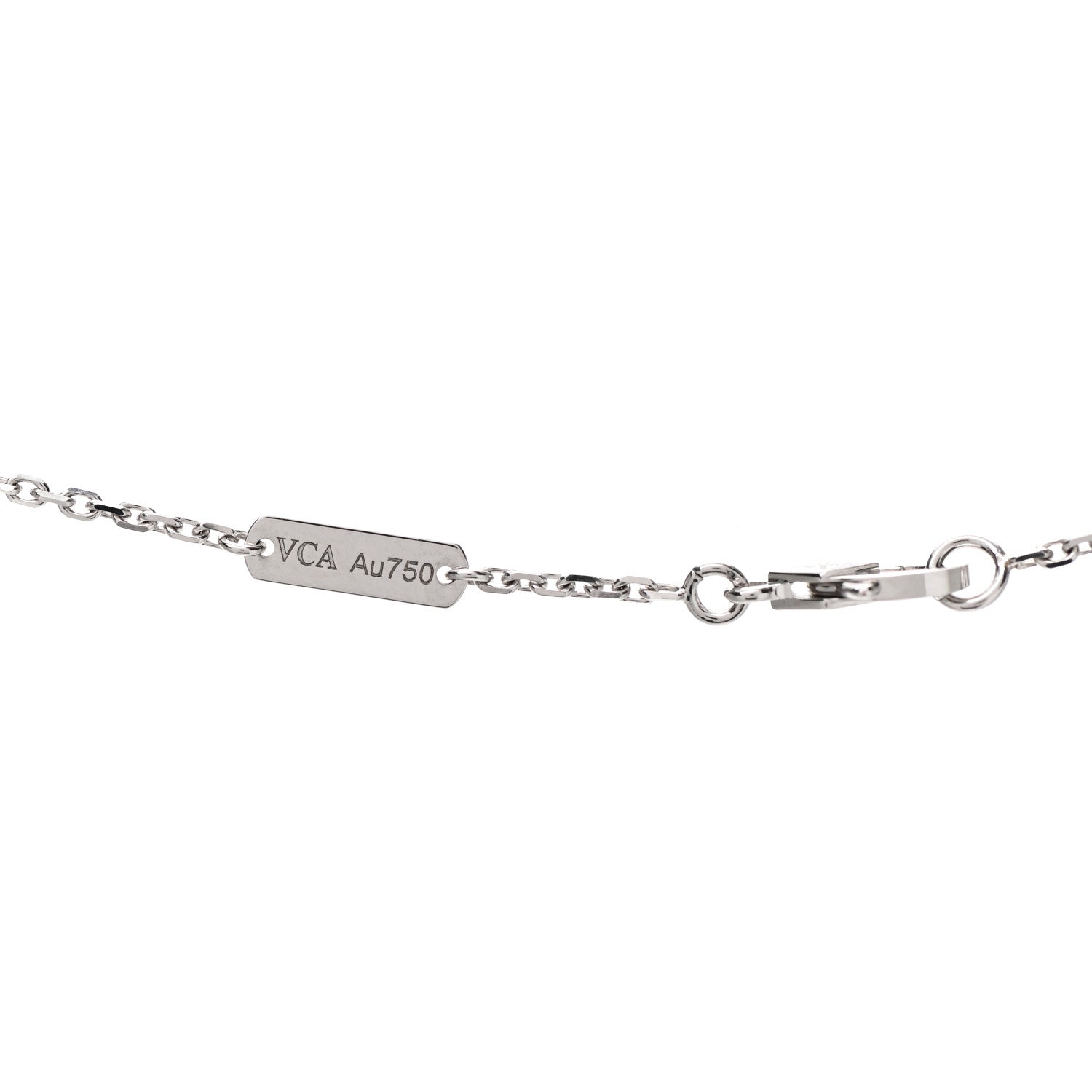 Van Cleef & Arpels 18K White Gold Chalcedony Vintage Alhambra Pendant Necklace 4 of 5