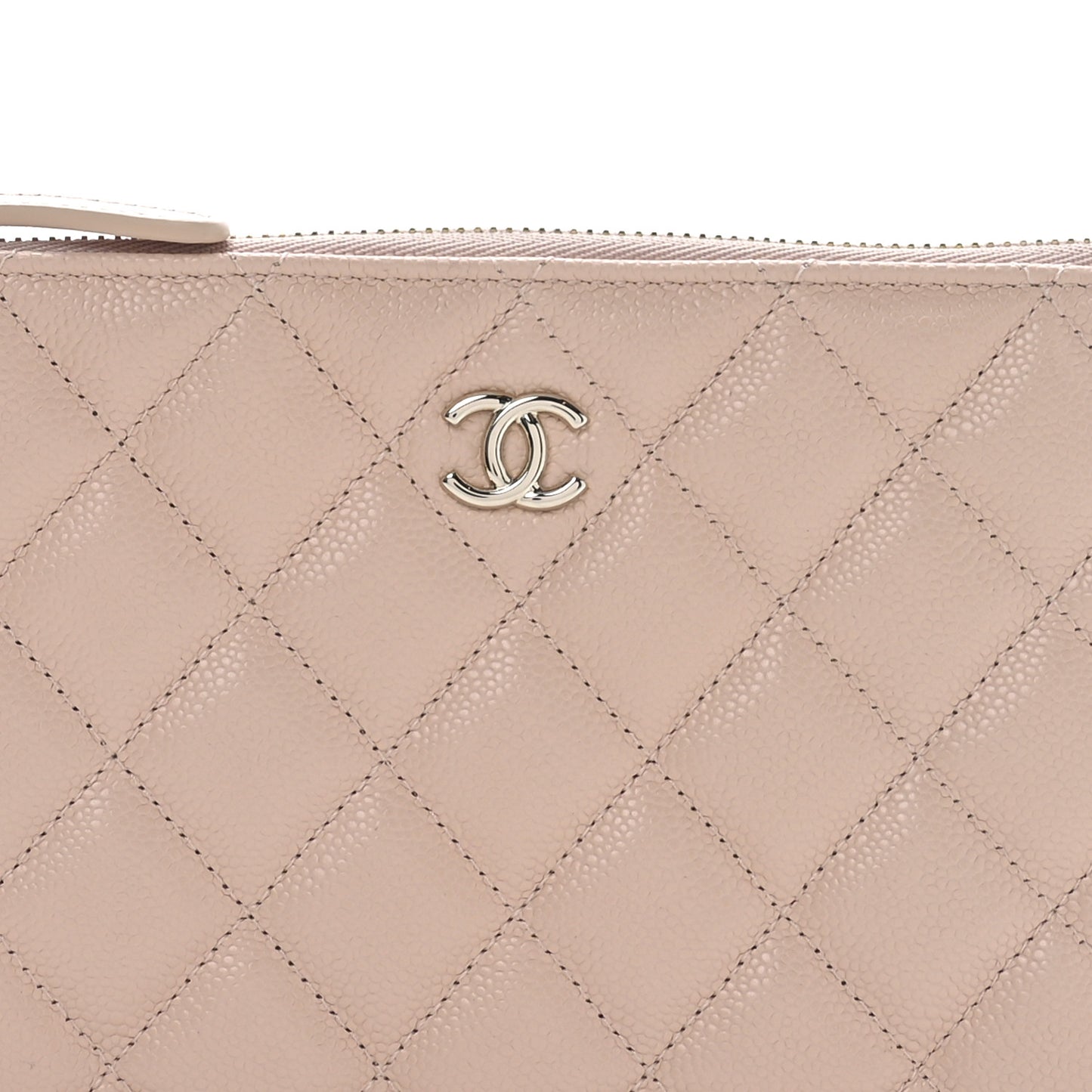 Caviar Quilted Cosmetic Case Beige