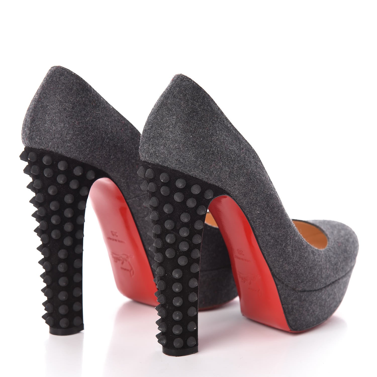 Christian Louboutin Flannel Veau Velours Taclou 120 Pumps 38 Grey 4 of 7