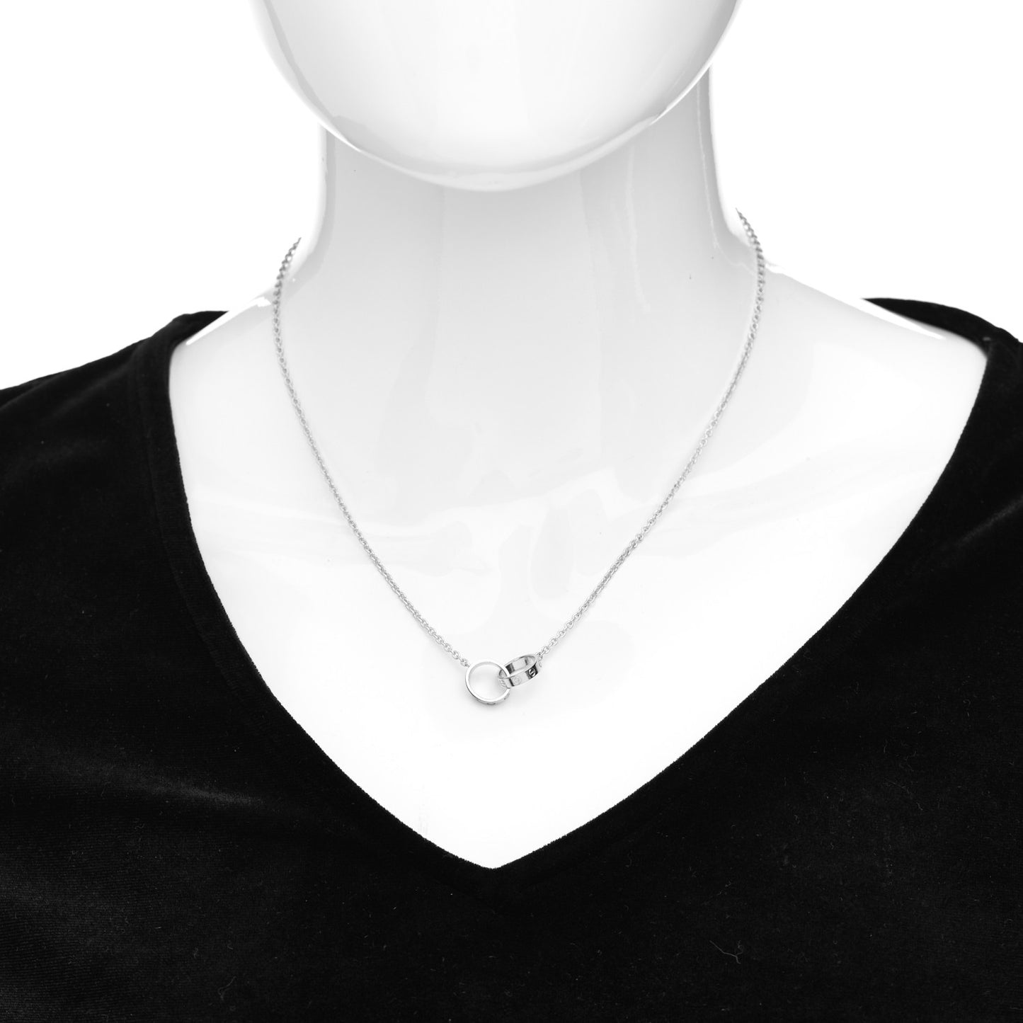 18K White Gold Interlocking LOVE Necklace