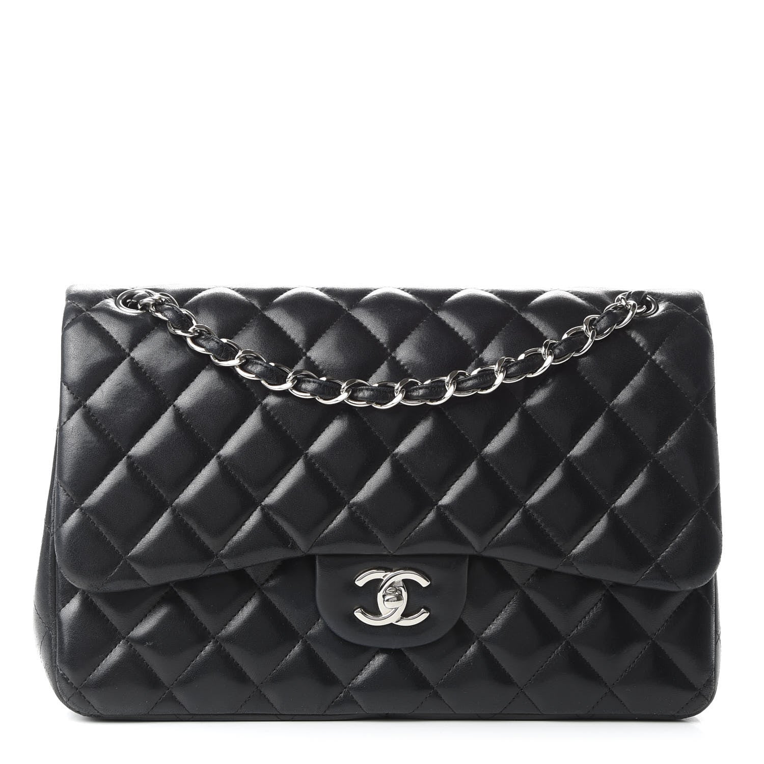 Chanel Lambskin Quilted Jumbo Double Flap Black 1 of 11