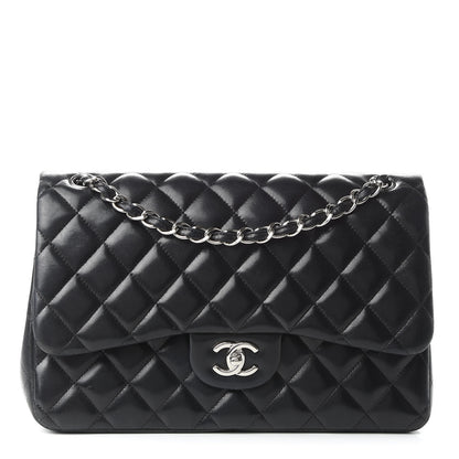 Chanel Lambskin Quilted Jumbo Double Flap Black 1 of 11