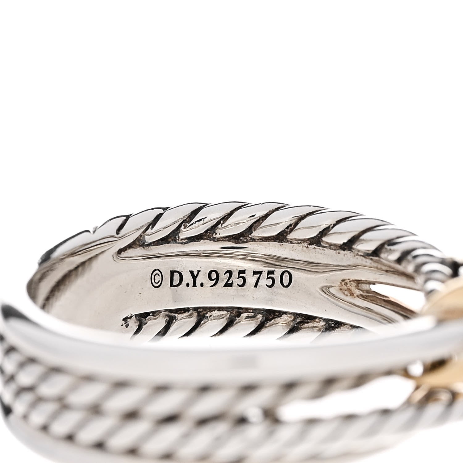 David Yurman Sterling Silver 18K Yellow Gold 6mm X Crossover Ring 50 5.5 4 of 4