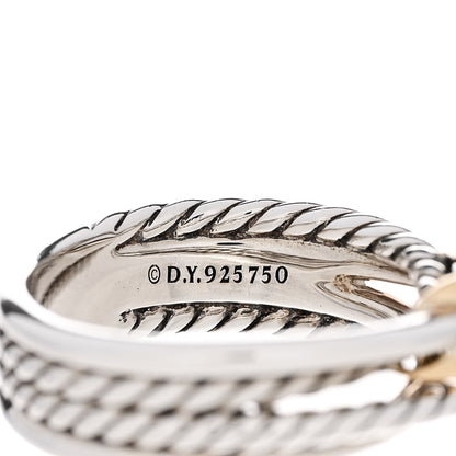David Yurman Sterling Silver 18K Yellow Gold 6mm X Crossover Ring 50 5.5 4 of 4