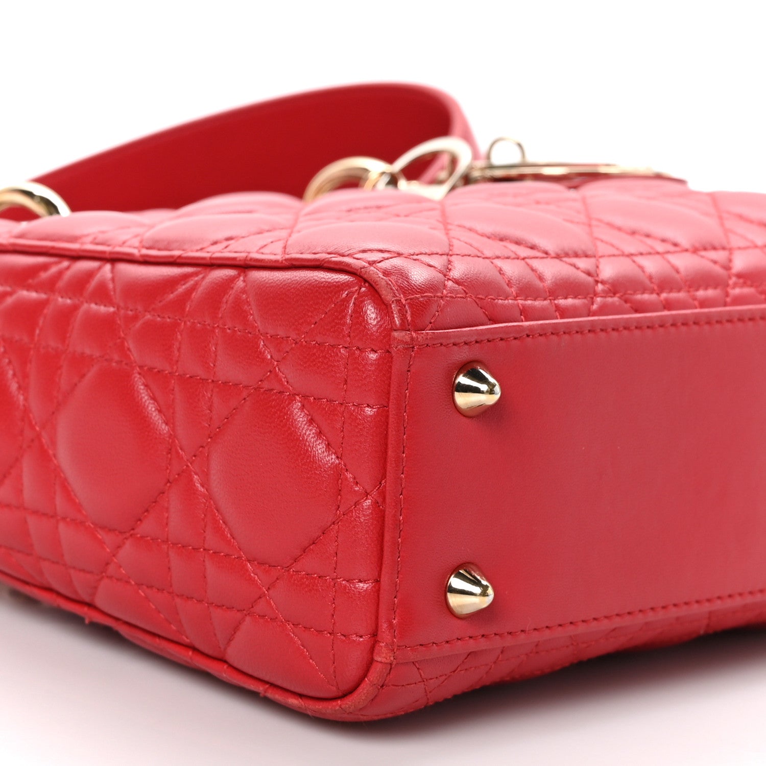 Christian Dior Lambskin Cannage Small Lucky Badges My Lady Dior Red 9 of 11