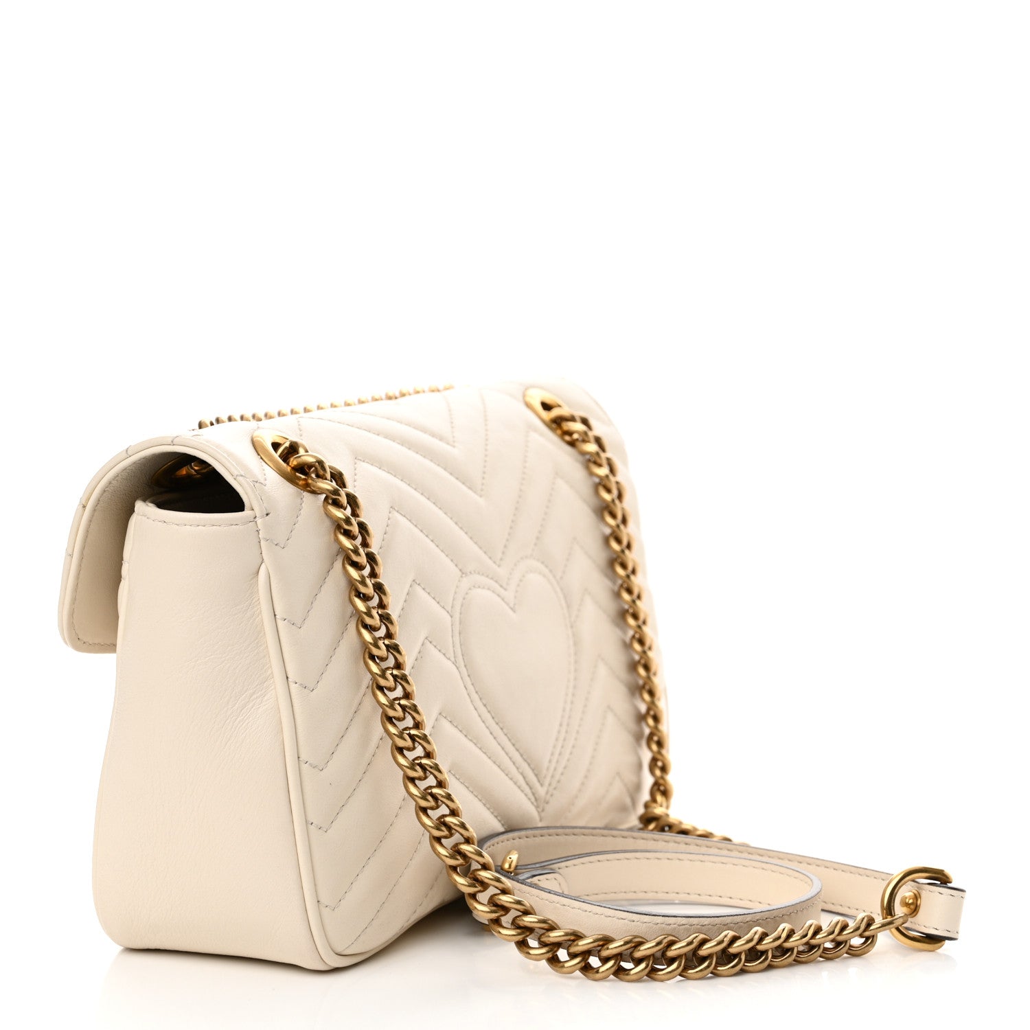 Gucci Calfskin Matelasse Small GG Marmont Shoulder Bag White 3 of 11