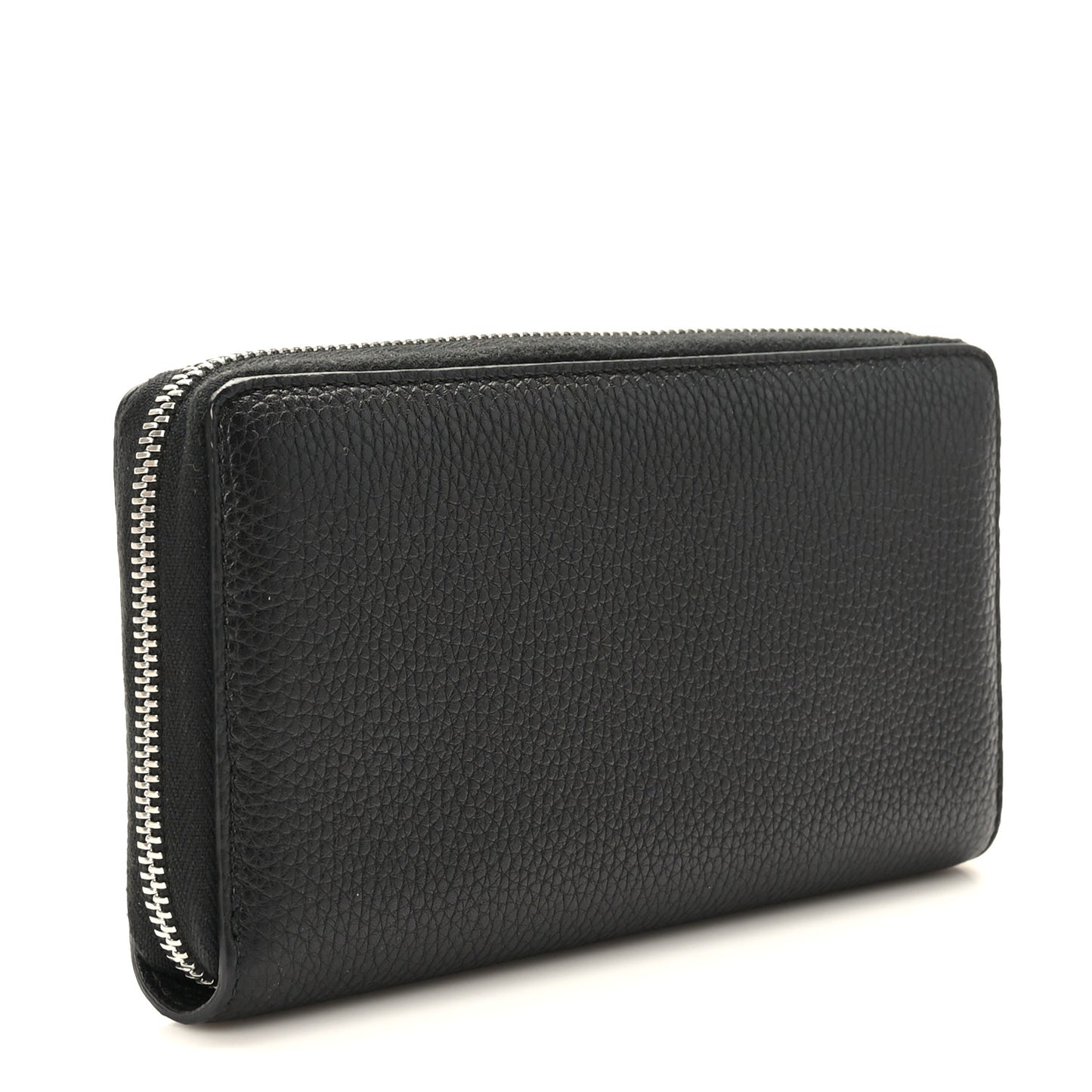 Pebbled Calfskin Dorian Zip Around Wallet Black