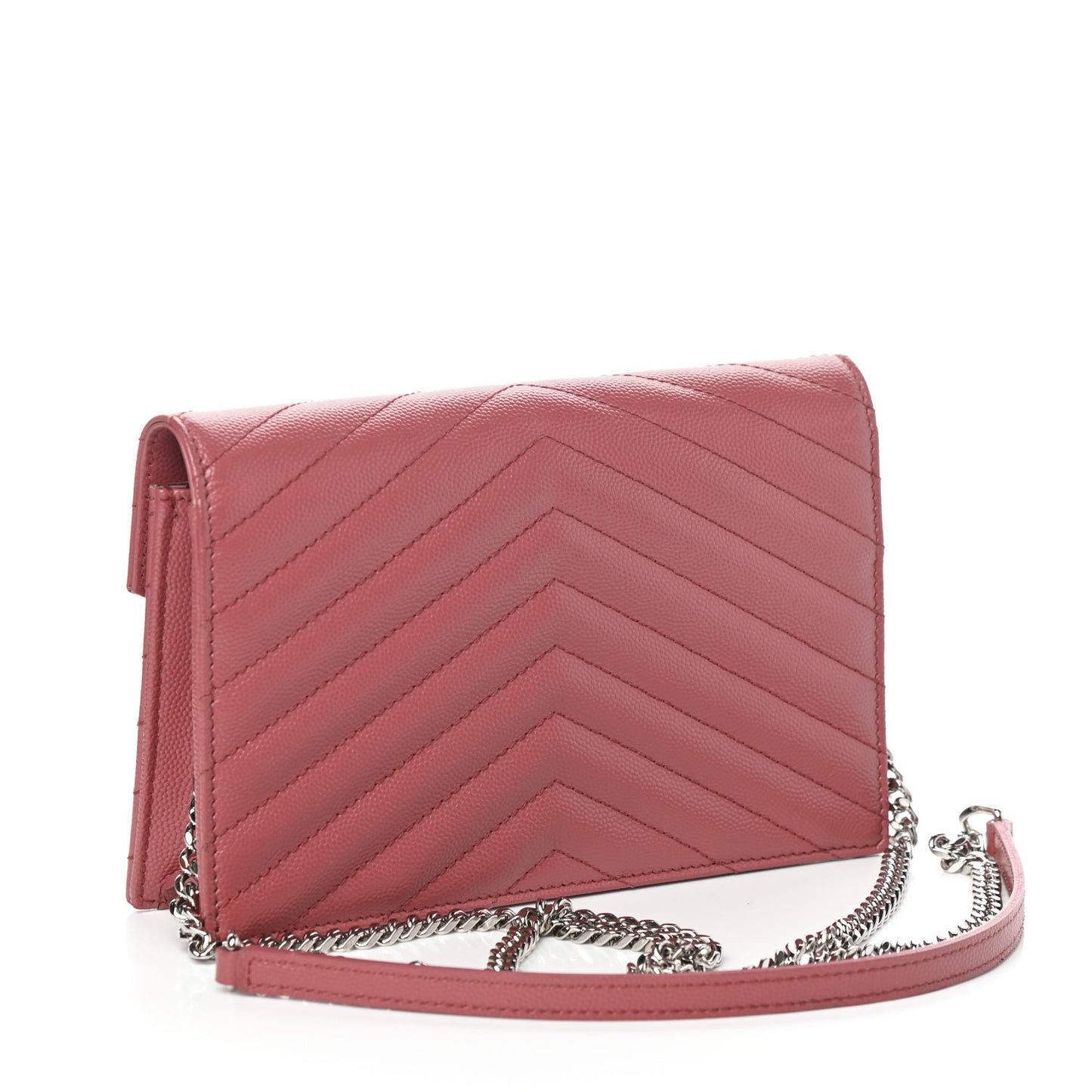 Grain De Poudre Matelasse Chevron Monogram Envelope Chain Wallet Blush Fonce