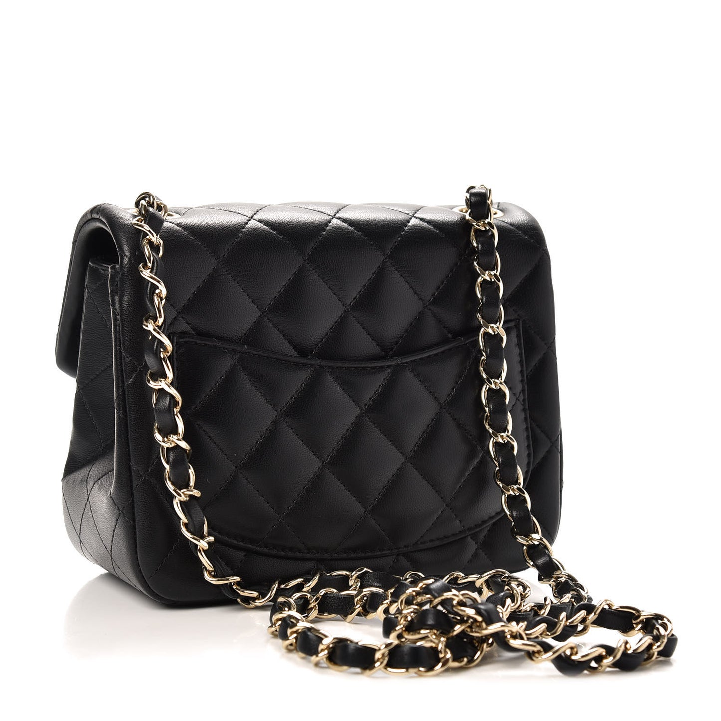 Lambskin Quilted Mini Square Flap Black