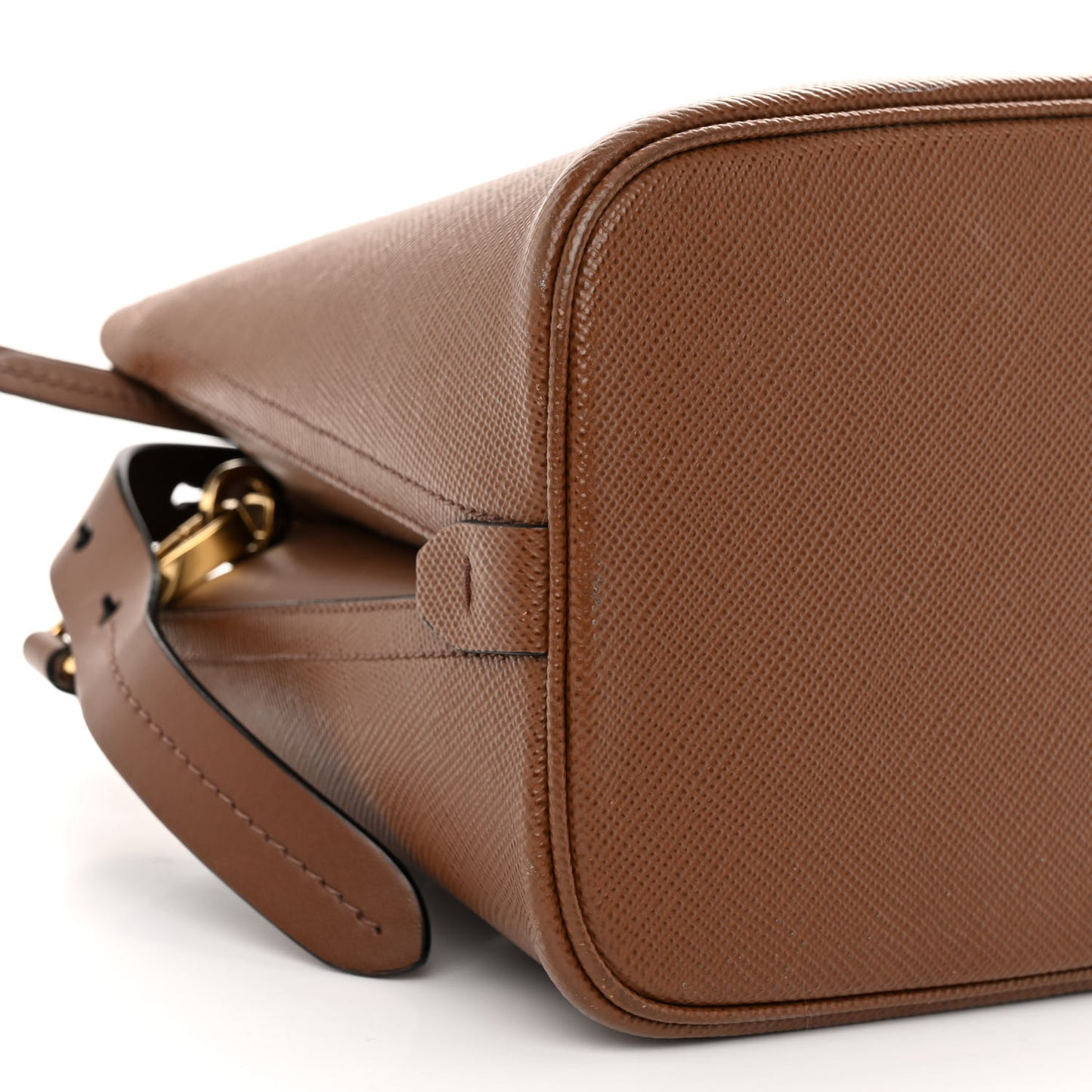 Saffiano Cuir Calfskin Matinee Tote Cognac Black