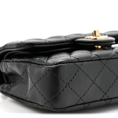 Chanel Lambskin Quilted Mini Flap Bag Charm With Hook Black 10 of 10