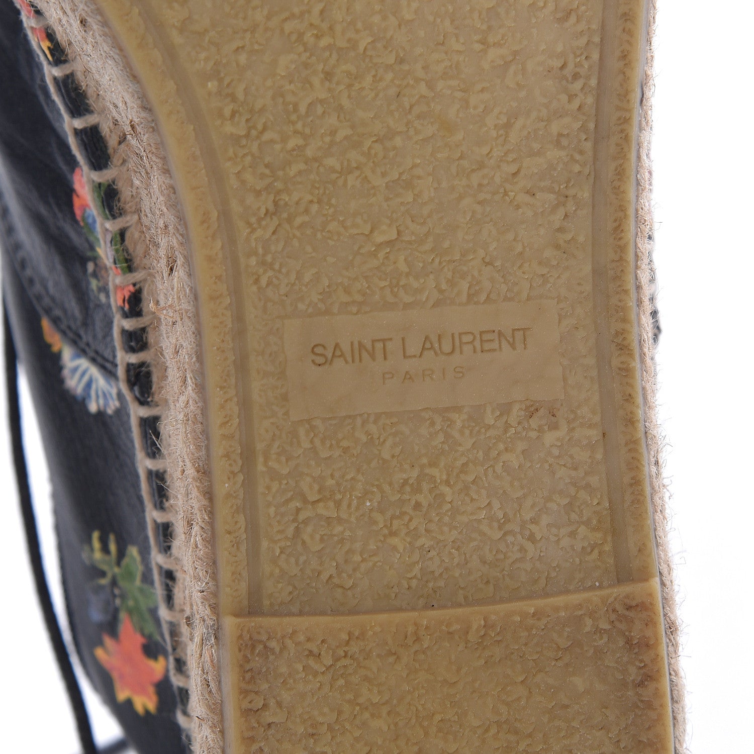 Saint Laurent Floral Print Lace Up Espadrilles 37 Black 10 of 11