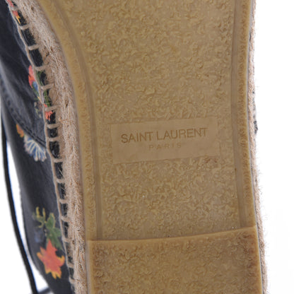 Saint Laurent Floral Print Lace Up Espadrilles 37 Black 10 of 11